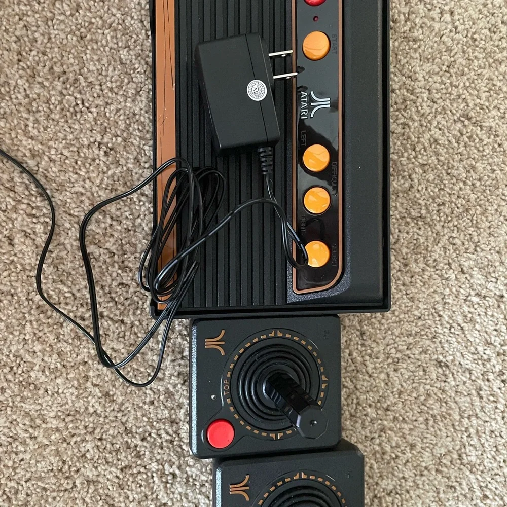 Atari Console with Joysticks and Adapter